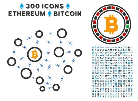 Bitcoin Lightning Network Flat Icon with Bonus Illustrazione stock