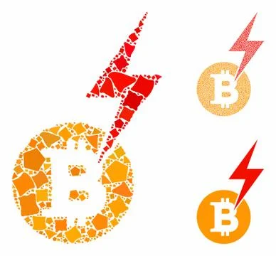 Bitcoin lightning strike Composition Icon of Ragged Pieces Stockillustratie