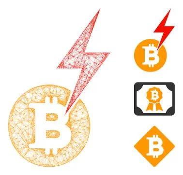 Bitcoin Lightning Strike Polygonal Web Vector Mesh Illustration Illustrazione stock