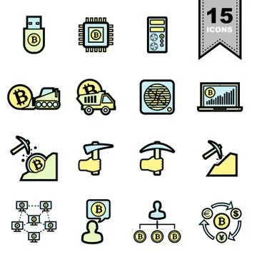 Bitcoin line icons set Illustration