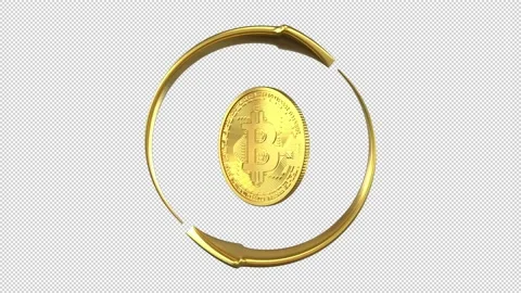 Bitcoin load screen - 3d render looped with alpha channel. Stock Footage 174703246