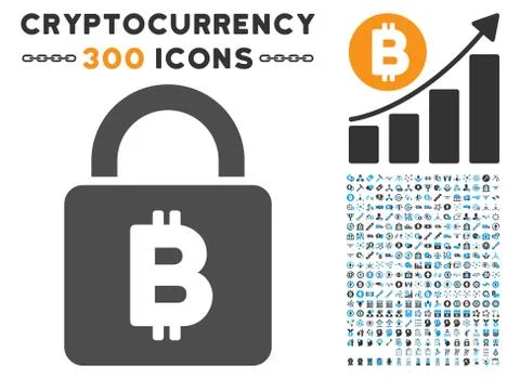 Bitcoin Lock Flat Icon with Stock Illustration