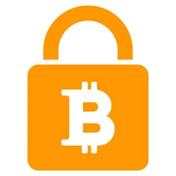 Bitcoin Lock Flat Icon Stock Illustration