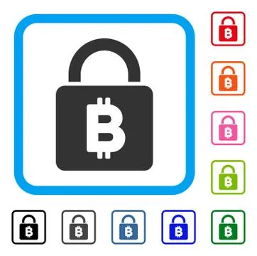 Bitcoin Lock Framed Icon Stock Illustration