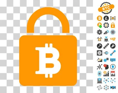 Bitcoin Lock Icon with Bonus Stock Illustration