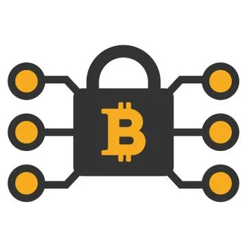 Bitcoin Lock Links Flat Icon Stock Illustration