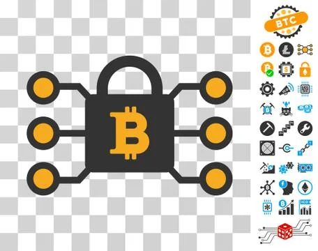 Bitcoin Lock Links Icon with Bonus Stock Illustration