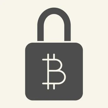 Bitcoin lock solid icon. Bitcoin security vector illustration isolated on white 스톡 일러스트