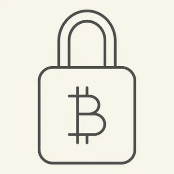 Bitcoin lock thin line icon. Bitcoin security vector illustration isolated on 스톡 일러스트