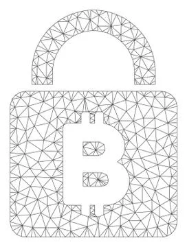 Bitcoin Lock Vector Mesh 2D Model 库存插图