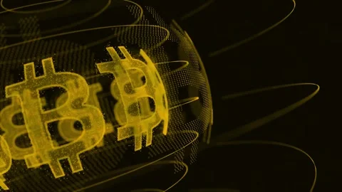 Bitcoin Logo Animation, Bitcoin Logo Animation on a Rotating Globe Video stock 274420353