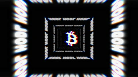 Bitcoin logo on a black background. HODL animation bitcoin. Bitcoin graphic elem Stock Footage 154468044