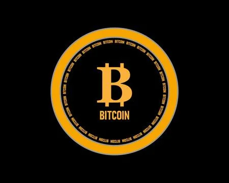 Bitcoin logo on a black background Stock Illustration