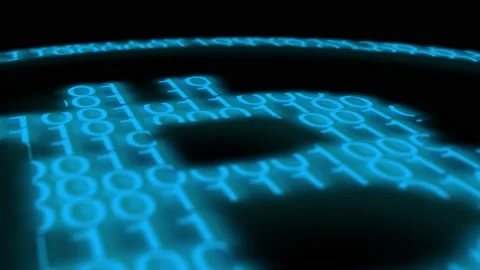 Bitcoin logo close up made of binary digits 1 0. Stock Footage 170457953