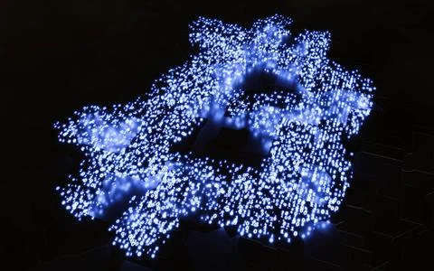 A bitcoin logo consisting of digits 3d render illustration イラスト素材