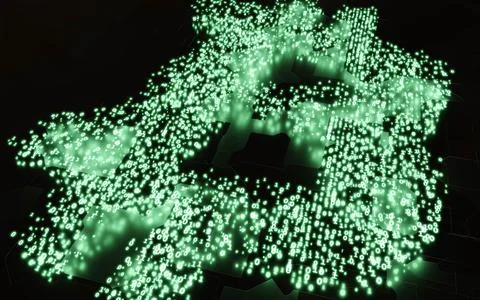 A bitcoin logo consisting of digits 3d render illustration Stock Illustration