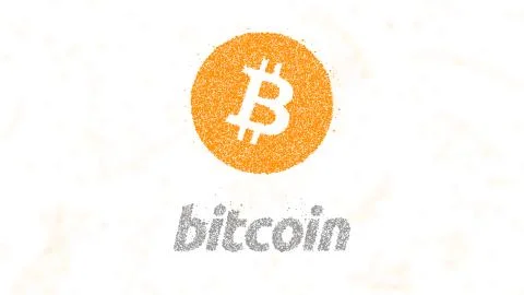 Bitcoin logo digital currency, particles effect with particles around the logo 库存插图
