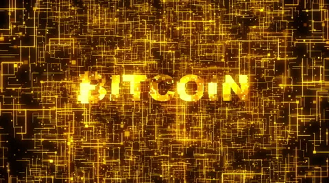 Bitcoin logo on digital hi-tech background Stock Footage 65051391