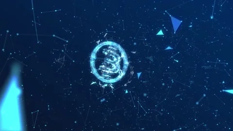 Bitcoin Logo in digital space - plexus style animation Stock Footage 148076210