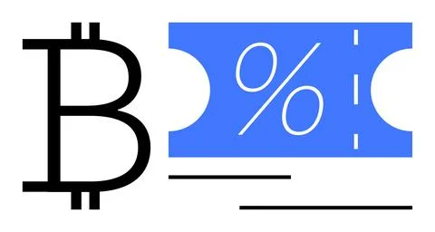 Bitcoin Logo with Discount Coupon Representing Cryptocurrency Promotions an.. Illustrazione stock