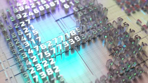 Bitcoin logo in the form of a microcircuit. Cryptocurrency transactions Stock Footage 186964371