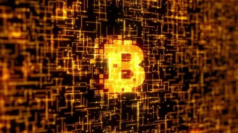 Bitcoin Logo Gold Binary Stock Footage 65051215