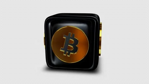 Bitcoin Logo Icon Cube, Alpha Channel, Looped, Exclusive Stock Footage 302098490