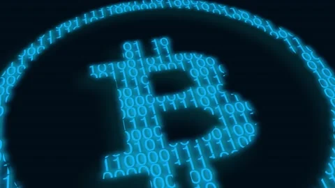 Bitcoin logo made up from binary digits 1 0. Stock Footage 170457965