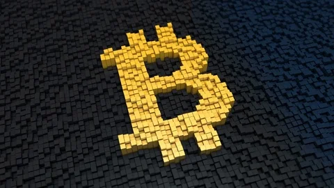 Bitcoin logo made from cubes pattern. Cryptography digital currency concept. Stock Footage 72894052