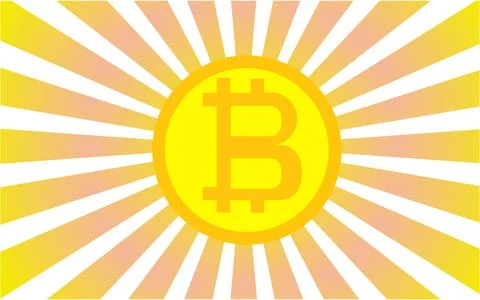 Bitcoin logo on orange background. orange rays. Vector illustration. EPS 10. 스톡 일러스트