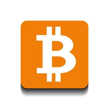 Bitcoin logo in orange squared. Cryptocurrency symbol isolated on white backg Illustrazione stock