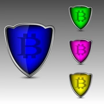 Bitcoin logo in shields Stock Illustration
