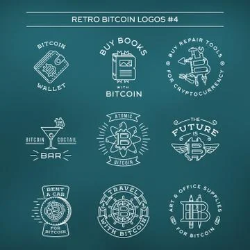 Bitcoin logo templates set. Cryptocurrency badge collection. Digital money icons 库存插图