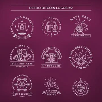 Bitcoin logo templates set. Cryptocurrency badge collection. Digital money icons 库存插图