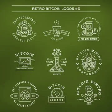 Bitcoin logo templates set. Cryptocurrency badge collection. Digital money icons 库存插图