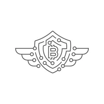 Bitcoin logotype. Protection concept. Editable Stroke Stock-Illustration