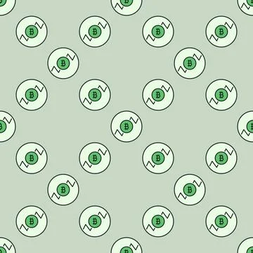 Bitcoin Long Trading vector circle shaped colored seamless pattern Stock Illustration