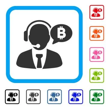 Bitcoin Manager Message Framed Icon Stock Illustration