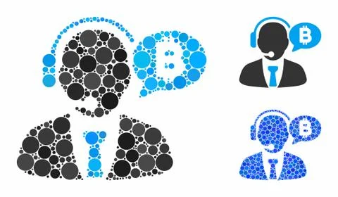 Bitcoin manager message Mosaic Icon of Round Dots Stock Illustration