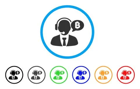 Bitcoin Manager Message Rounded Icon Stock Illustration