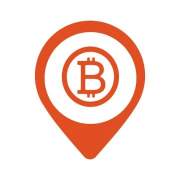 Bitcoin Map Marker icon. Vector style is flat iconic symbol with rounded angles Stock Illustration