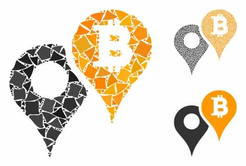Bitcoin map markers Composition Icon of Ragged Elements Illustrazione stock