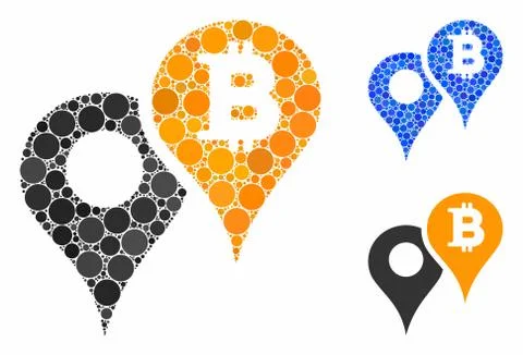 Bitcoin map markers Mosaic Icon of Circle Dots Ilustración de archivo