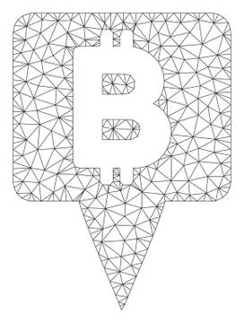 Bitcoin Map Pointer Vector Mesh 2D Model Illustrazione stock