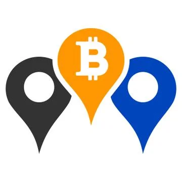 Bitcoin Map Pointers Flat Icon Illustrazione stock