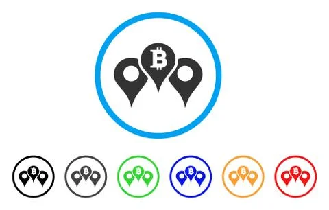Bitcoin Map Pointers Rounded Icon Stock Illustration