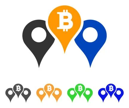 Bitcoin Map Pointers Vector Icon Illustrazione stock