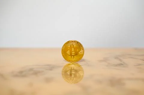 Bitcoin on marble background Foto stock