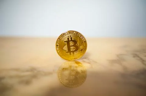 Bitcoin on marble background Foto stock
