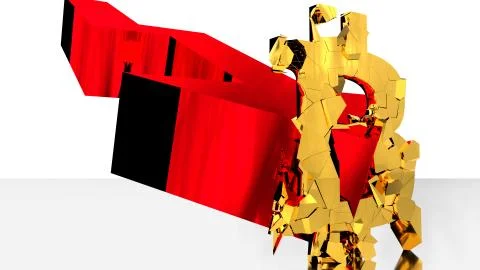 Bitcoin Market Crash - 3D Render shatter of global cryptocurrency 库存插图